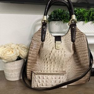 Brahmin Cream and Brown Shoulder Bag